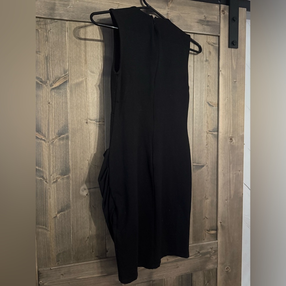 Lulu's Black Ruched Sheath Dress V-Neck Cocktail - Picture 3 of 3